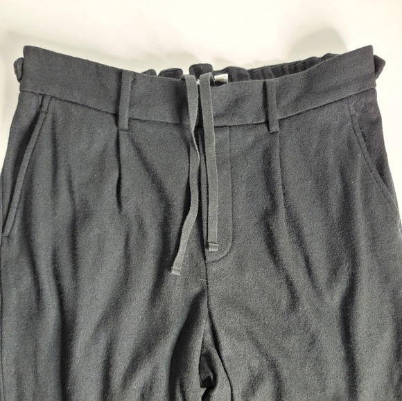 Vince Sz M Flannel Pants Pull On Wool Straight Pockets Ankle Crop Black - Picture 2 of 8